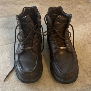 Rockport Brown Leather Lace-Up Moc Toe Boots